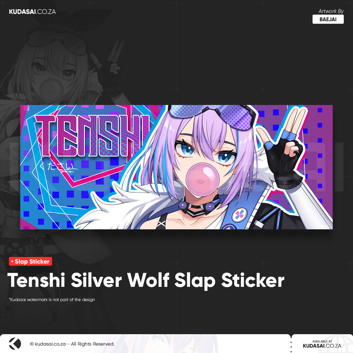 Tenshi Silver Wolf Holo Slap Sticker